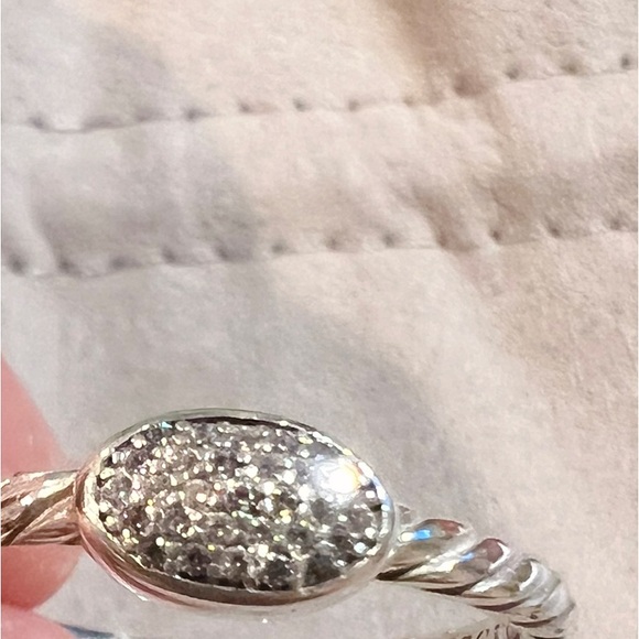 David Yurman Cable Collectibles Oval Stack Ring Sterling Silver Pavé Diamonds - Picture 12 of 15
